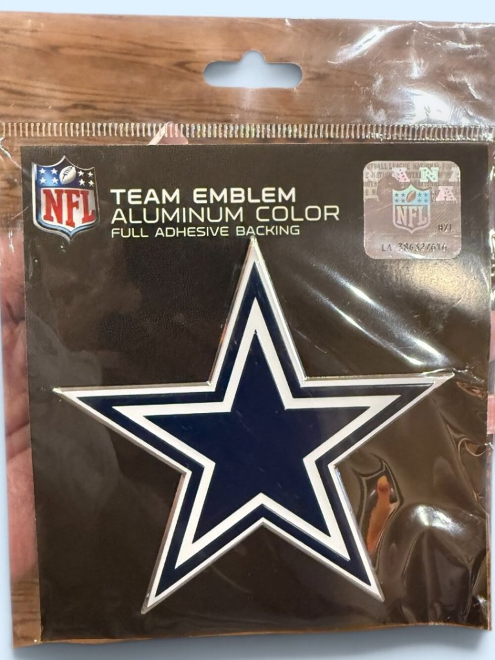 NFL Dallas Cowboys Team Emblem "Aluminum Color" Full Adhesive BAcking - NEW